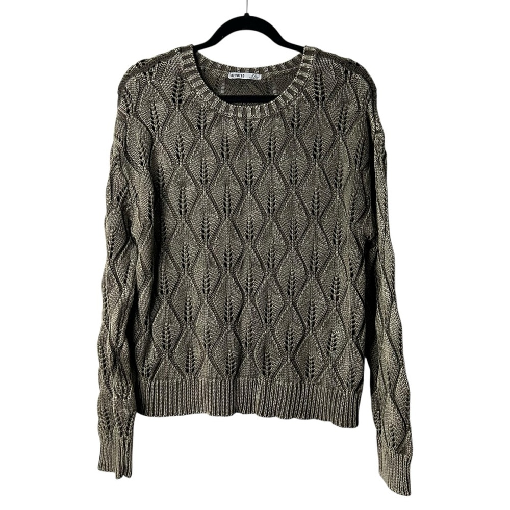 Devoted Green Pointelle Sweater M